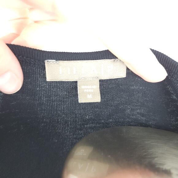 Lilla P Black Scoop Neck Tank Top Knit Stretch Basic Neutral Size Medium - Picture 5 of 6